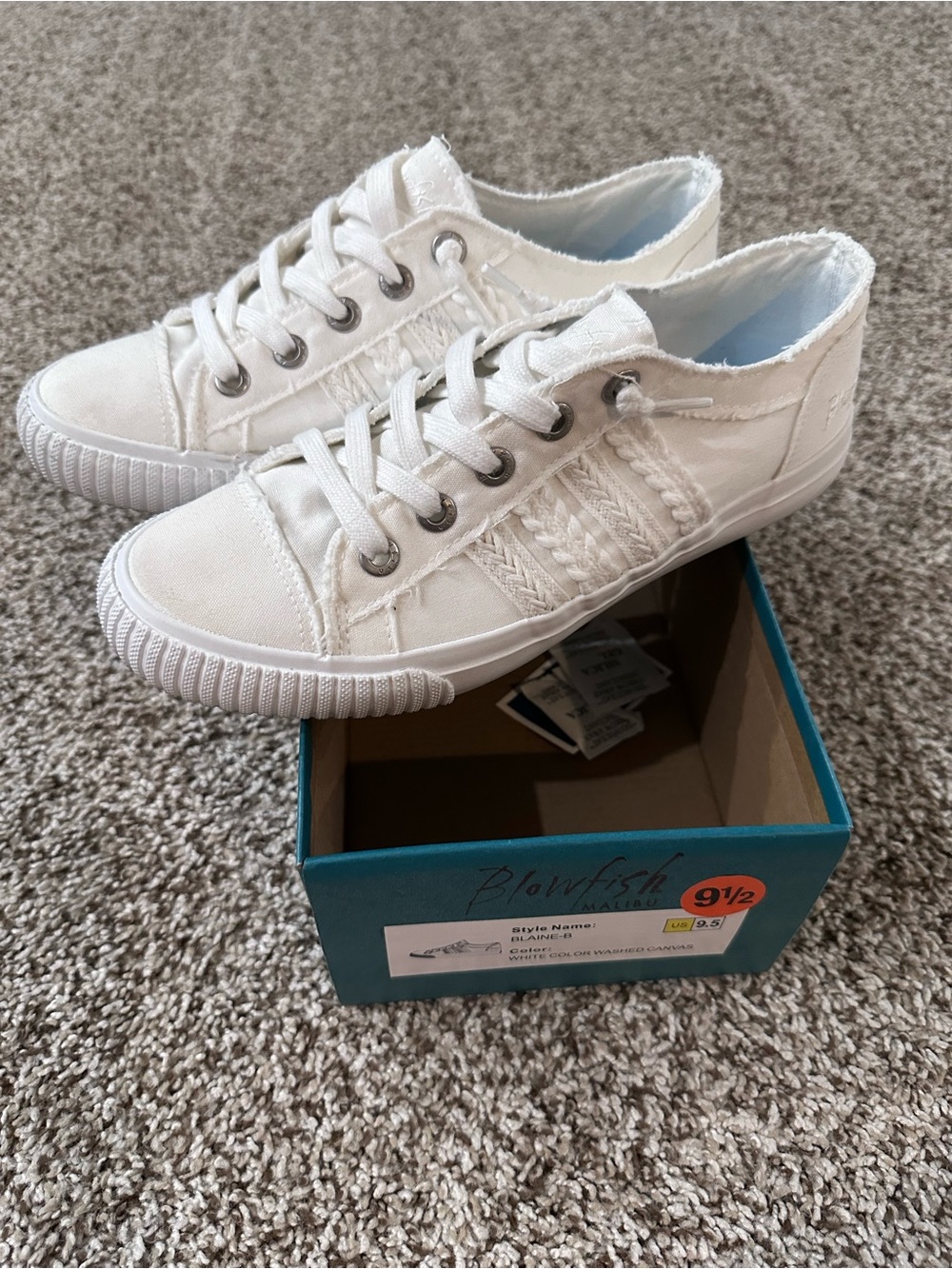 Blowfish White Low-Top Canvas Frayed Sneakers